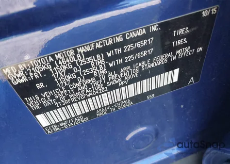 2015 Toyota Rav4 Xle z USA, uszkodzony, nr VIN 2T3RFREV6FW404262